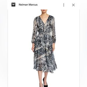 Alice + Olivia Coco wrap effect snake print burnout crepe de chine dress size 6